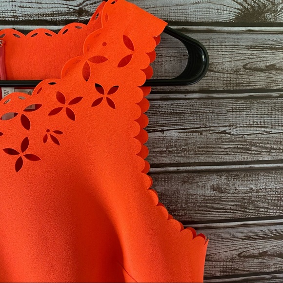 J Crew Bright Orange Laser Cut Shift Dress Size 6 - Picture 6 of 12
